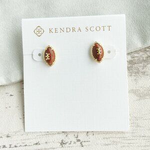 Kendra Scott Gold Orange Goldstone Stud Earrings - Football